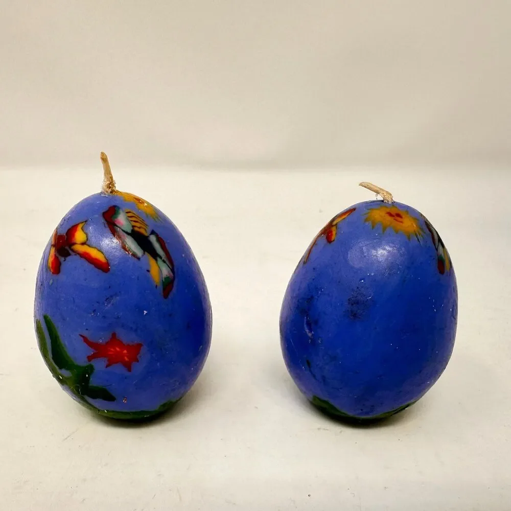 Vintage Multicolor Floral Egg Candles Set of 6 Candle & Egg collections 2.5”